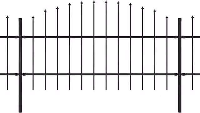 Berkfield Black Steel Spear Top Garden Fence
