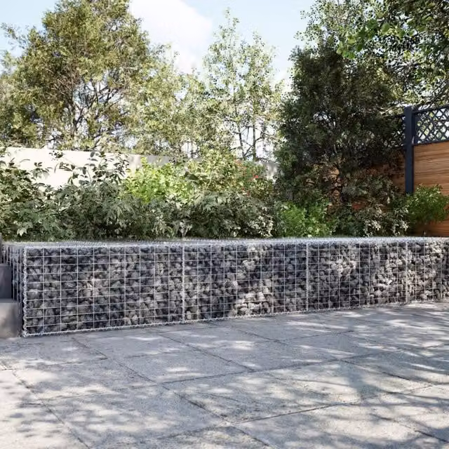Berkfield Home Silver Galvanised Steel Gabion Basket with Cover, W: 300 cm, D: 100 cm, H: 50 cm – 1