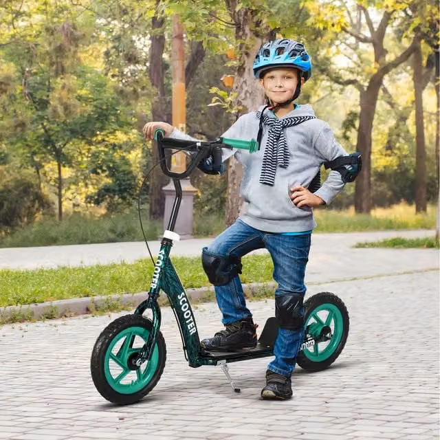 AIYAPLAY Kick Scooter with Adjustable Handlebar and Brake, Green