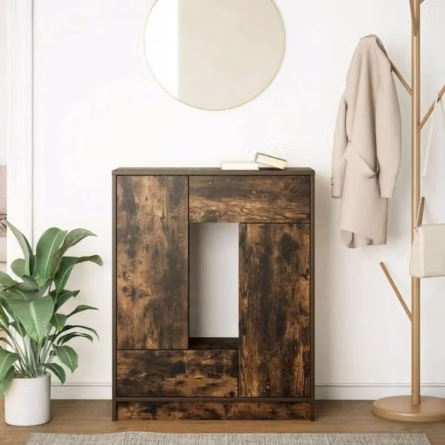 Berkfield Home Smoked Oak Sideboard with Drawers and Doors in Brown, W/D/H: 73 x 31 x 90 cm – 1