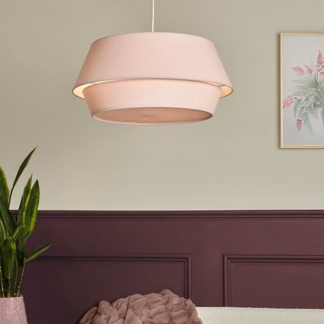 Litecraft Ellie Linen Drum Easy to Fit Lampshade in Pink