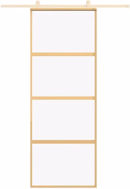Berkfield Home Modern Gold Sliding Door with Clear ESG Glass and Aluminium, W: 76 cm, H: 205 cm