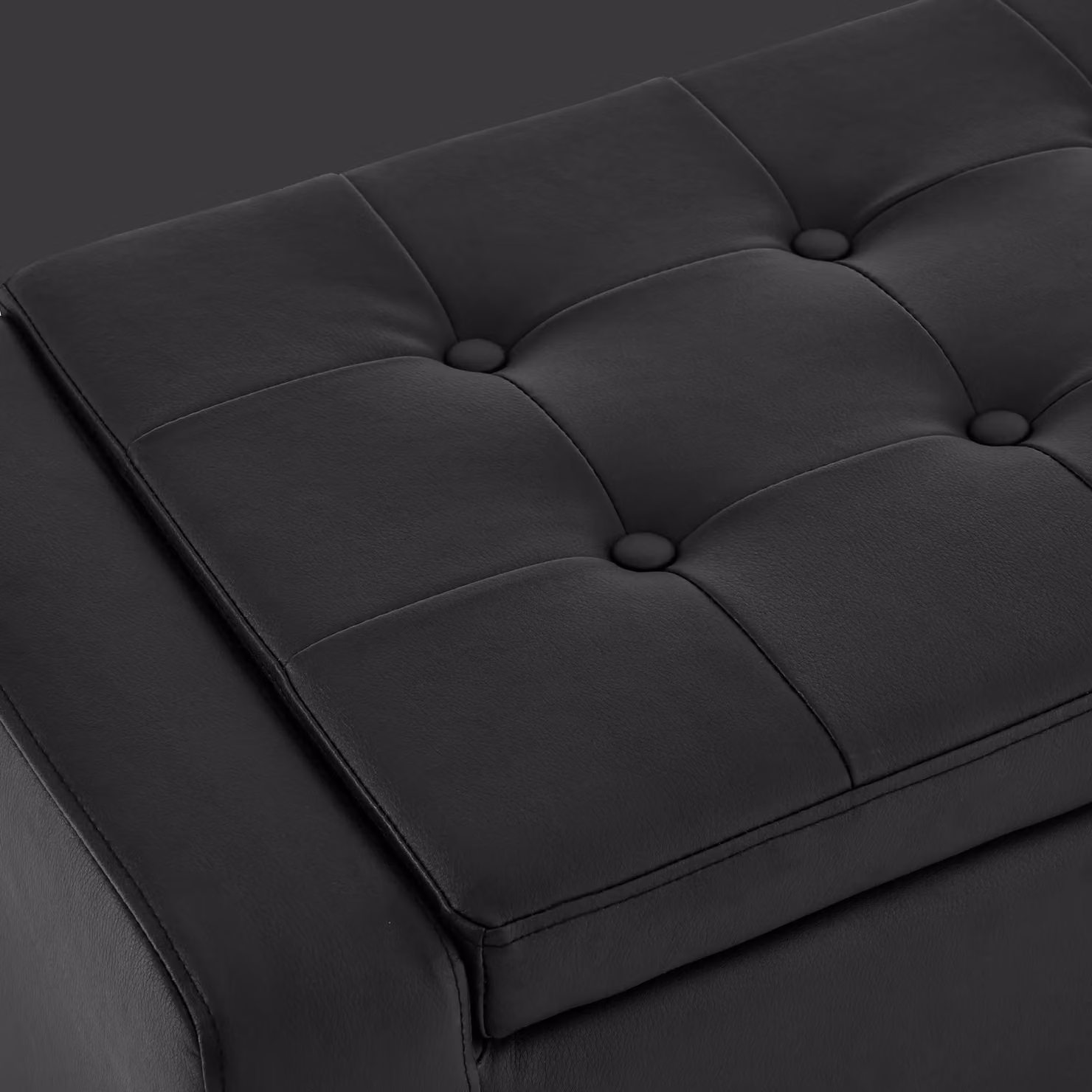 Home Republic Faux Leather Ottoman Storage Bench in Black – 3