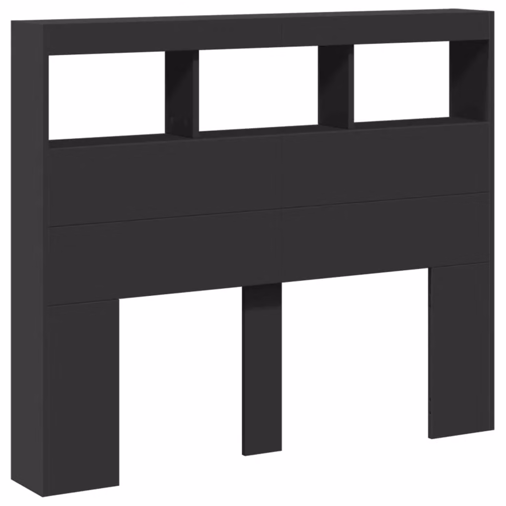 Berkfield Home Modern Black Headboard Cabinet with Integrated LED Lighting and USB Charging Port, W/D/H: 120 x 17 x 102 cm – 3