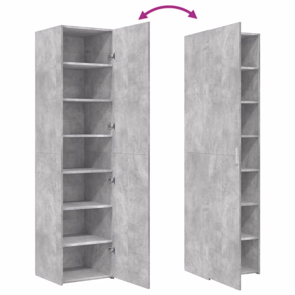 Berkfield Home Highboard in Concrete Grey, MDF, W: 45 cm, D: 42.5 cm, H: 185 cm – 3