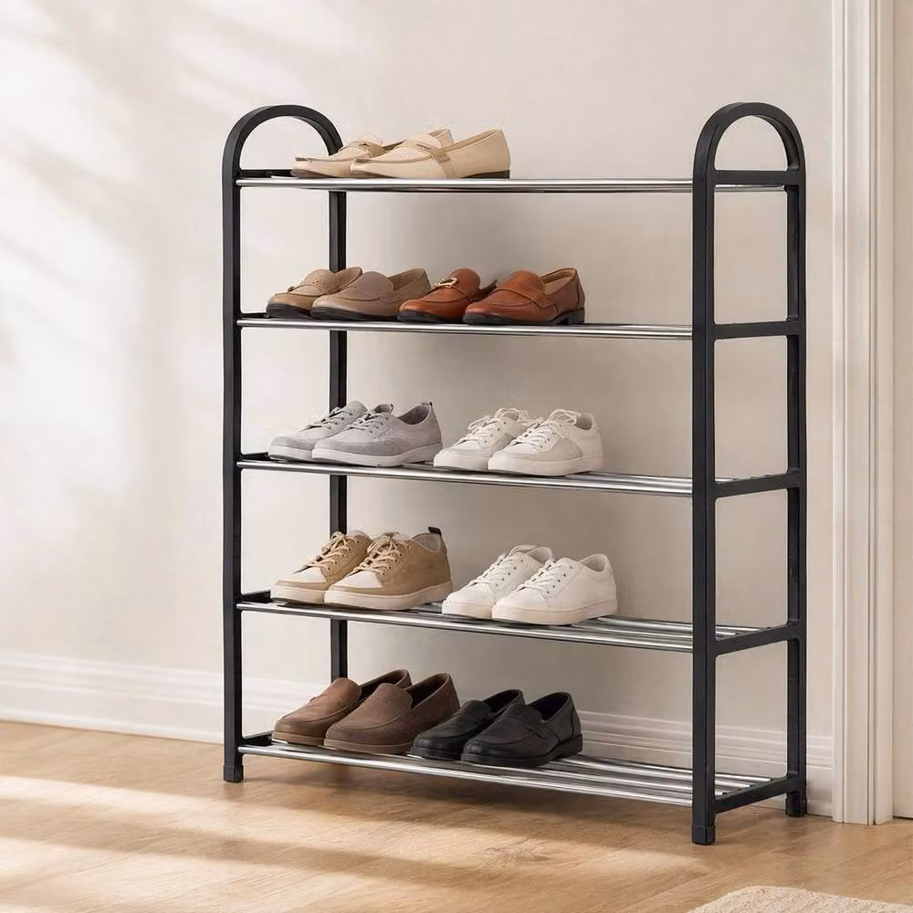 Kelvenix Black 5 Tier Heavy Duty Metal Shoe Rack – 3