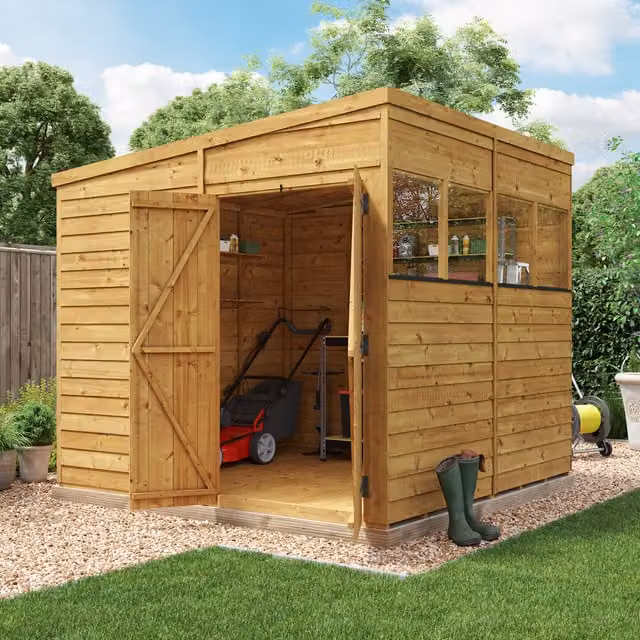 BillyOh Rustic Brown Wooden Pent Shed with Window, 8x8 ft