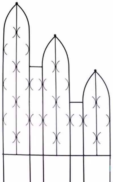 Poppyforge Triple Slope Gothic Steel Trellis Screen in Black, W: 91.4 cm, H: 180 cm