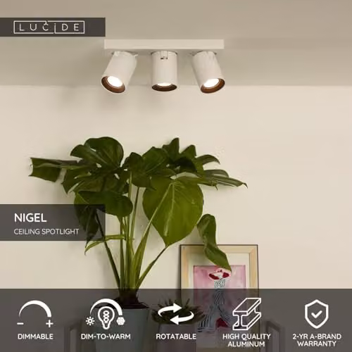 Lucide Nigel Dimmable LED Ceiling Spotlight in White – 2