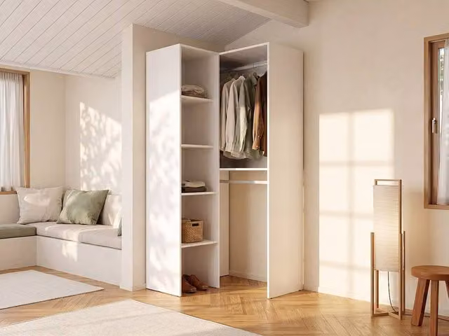 Vente-unique Ferdinand Corner Wardrobe in White – 1