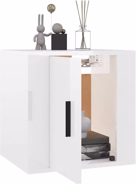 Berkfield Home Set of 2 High Gloss White Wall Mounted TV Cabinets W/D/H: 40 x 34.5 x 40 cm – 1