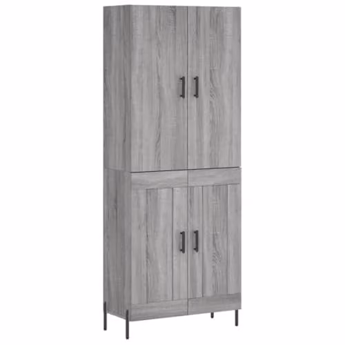 vidaXL Modern Grey Highboard with Hinged Doors and Internal Shelves, W/D/H: 69.5 x 34 x 180 cm – 1