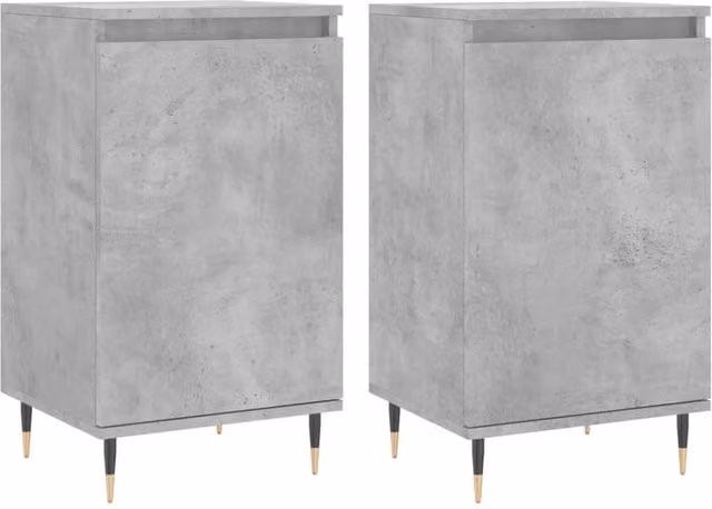 Berkfield Home Set of 2 Modern Sideboards in Concrete Grey, W/D/H: 40 x 35 x 70 cm