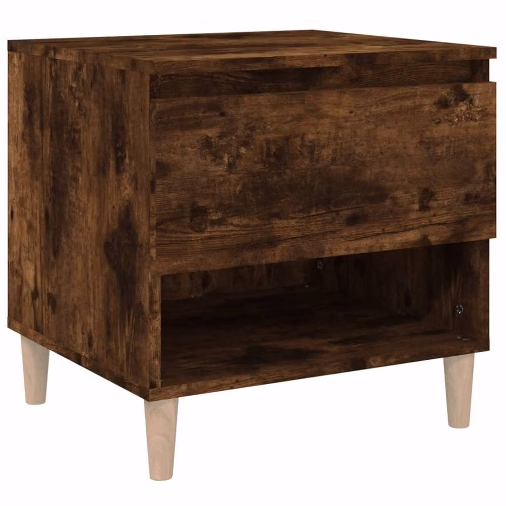 Berkfield Home Elegant Smoked Oak Bedside Table in Brown, W/D/H: 50 x 46 x 50 cm – 2