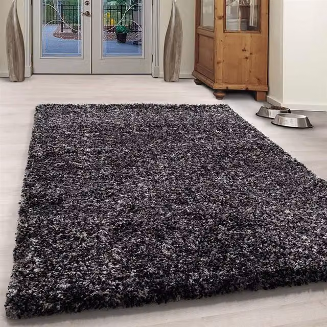 Bravich Enjoy Mottled Shaggy Rug in Grey, Rectangular, Width: 290 cm