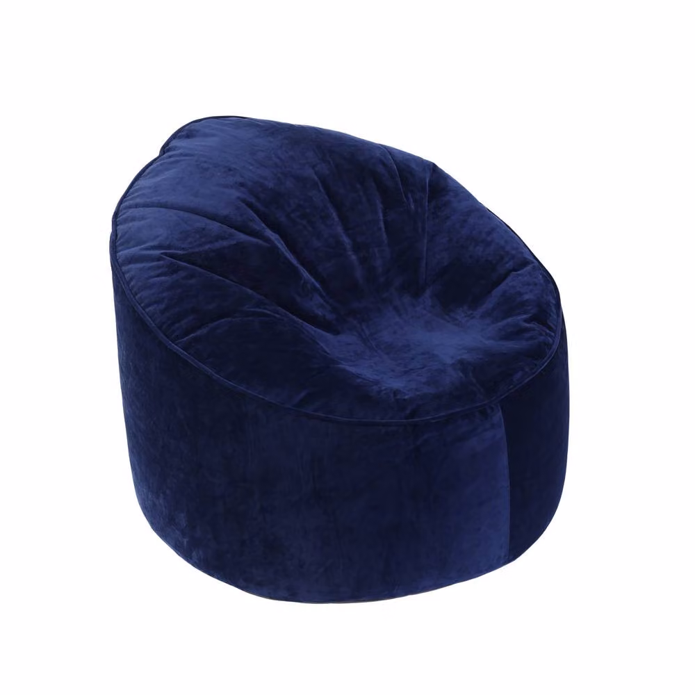Kaikoo Blue Velvet Beanbag with Removable Cover and Refill Opening – 2