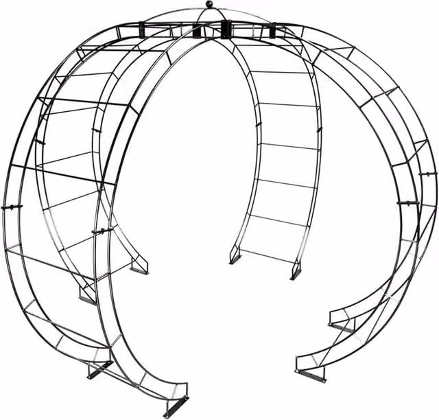 Poppyforge Round Steel Dome Gazebo in Black, W: 307.4 cm, D: 307.4 cm, H: 254 cm