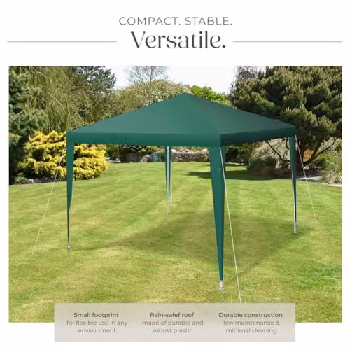 tectake Garden Gazebo in Green with Steel Frame, W: 300 cm, D: 300 cm, H: 250 cm – 3