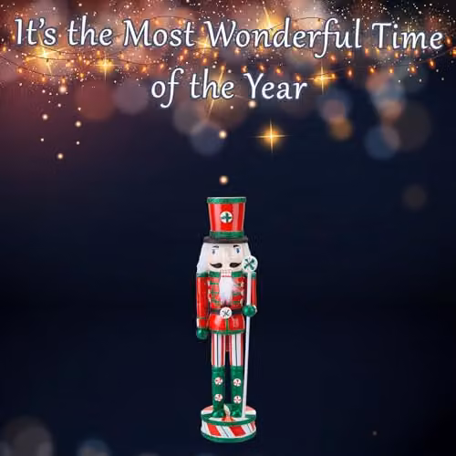 VFM e-Store Red Wooden Nutcracker Candy Christmas Decoration, W/D/H: 41.9 x 11.3 x 10 cm – 4