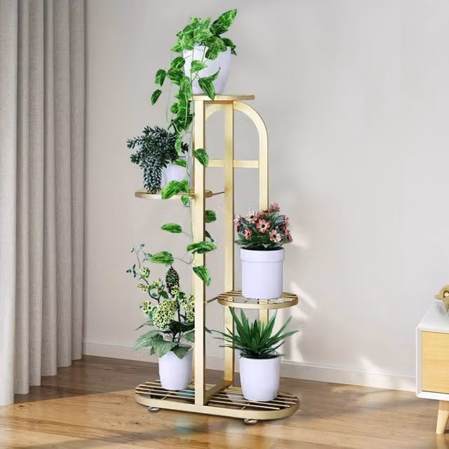 Living and Home 4-Tier Metal Plant Stand Decorative Display Shelf in Gold