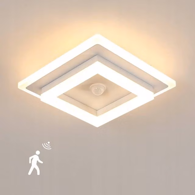 COMELY 26W Modern Square LED Ceiling Light with Motion Sensor, White – 1