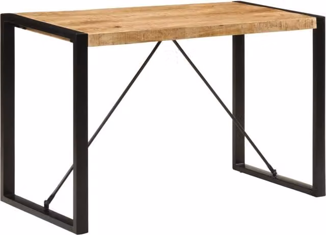 Berkfield Home Rectangular Mango Wood Dining Table in Brown, W/D/H: 120 x 55 x 76 cm