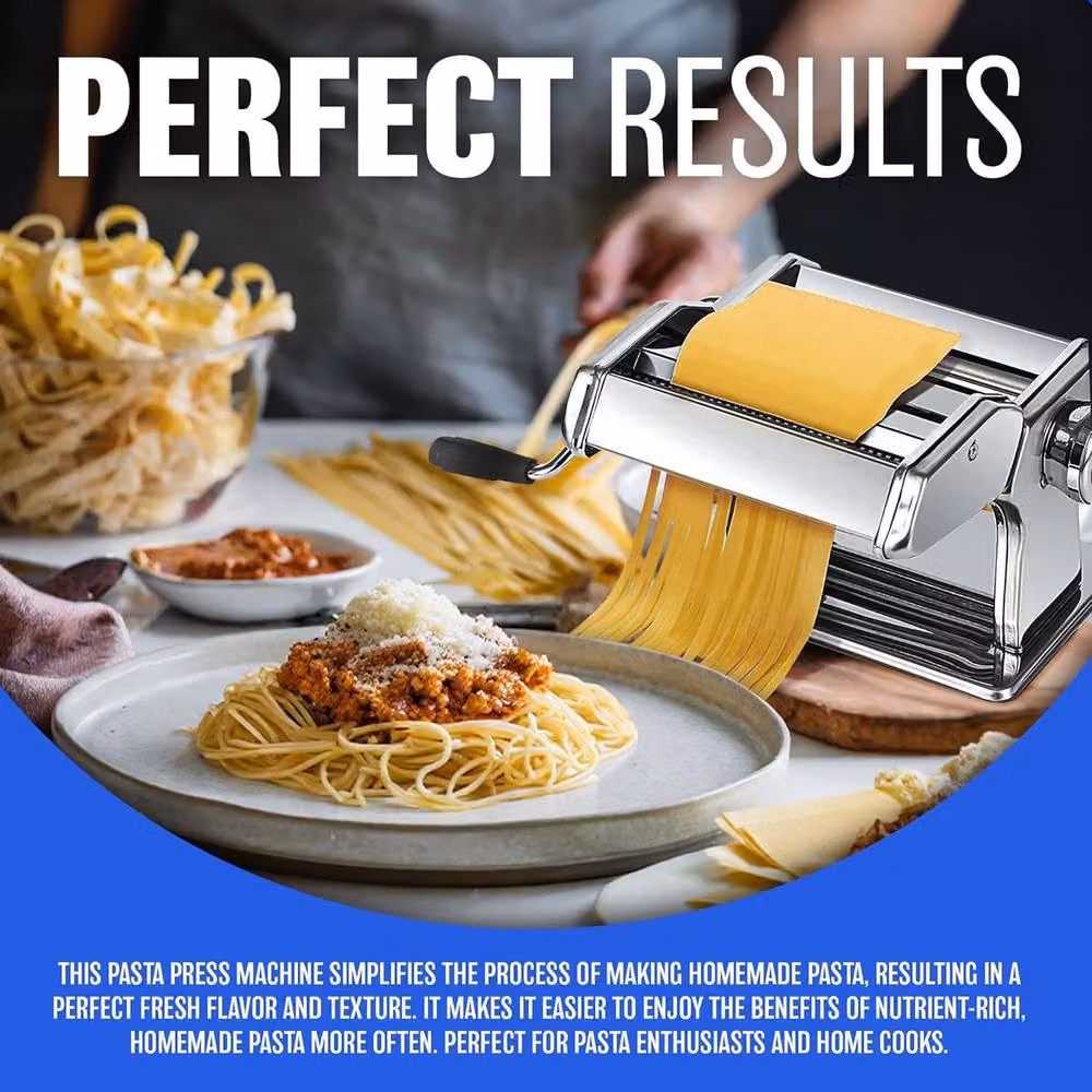 BARGAINS-GALORE Stainless Steel Pasta Maker Machine with Ravioli Cutter and 9 Thickness Settings in Silver – 4