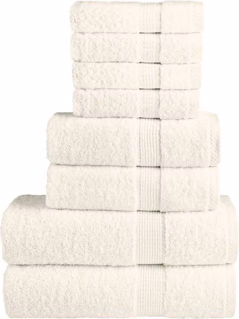 Berkfield Home SOLUND 8 Piece Premium Cotton Terry Towel Set in Beige, 600 gsm