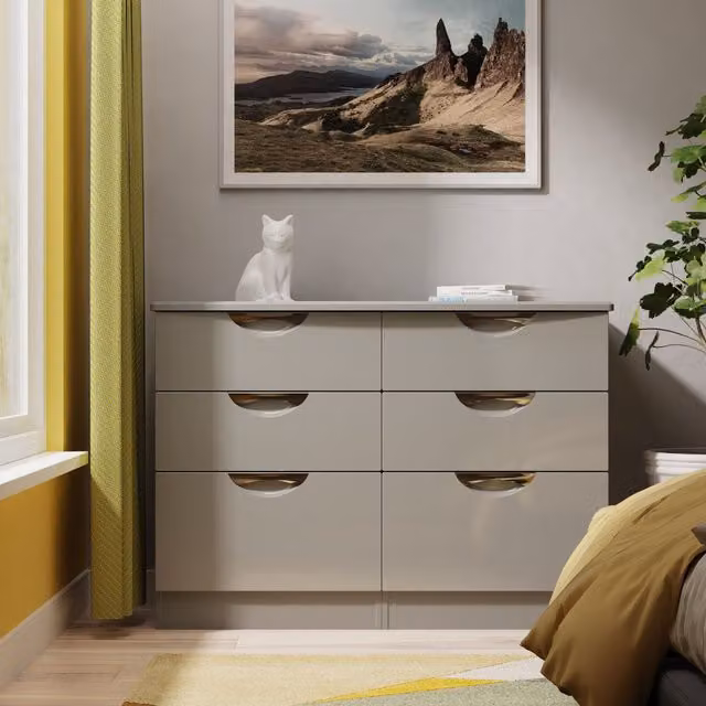 2 U Holborn 6 Drawer Wide Chest in Mid Grey