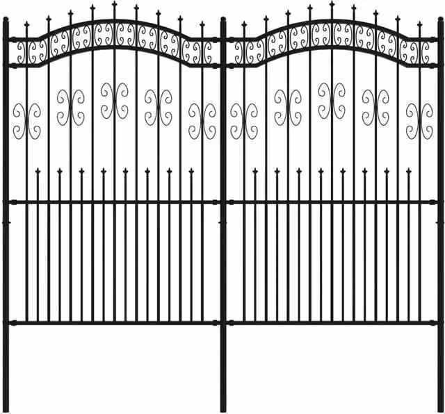 Berkfield Home Garden Fence with Spear Top in Black Powder-coated Steel, Height: 222 cm – 1