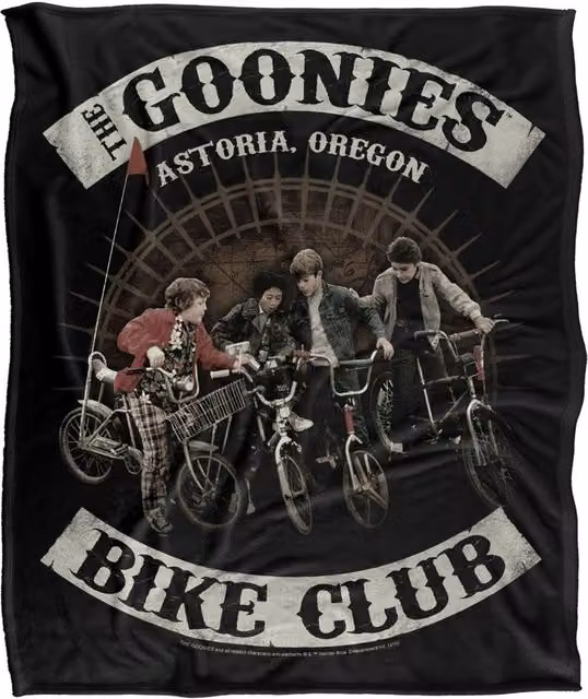 Warner Bros. The Goonies Bike Club Extra Large Silky Touch Super Soft Fluffy Polyester Throw Blanket in Multicolour