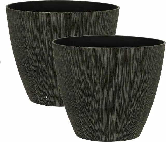 Simpa Allure Textured Plastic Planter Tub Set of 2 in Beige