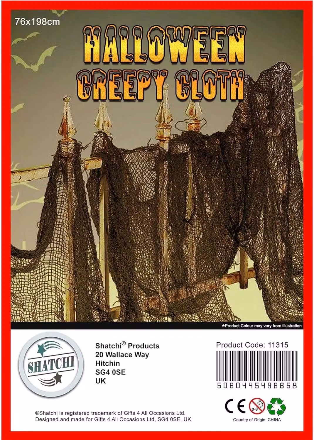 Shatchi 20-Piece Halloween Creepy Cloth Decoration in Black or White, W: 76 cm x H: 228 cm – 11