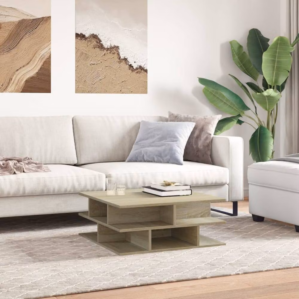 Berkfield Home Sonoma Oak Coffee Table in Beige, W/D/H: 70 x 70 x 29 cm – 3
