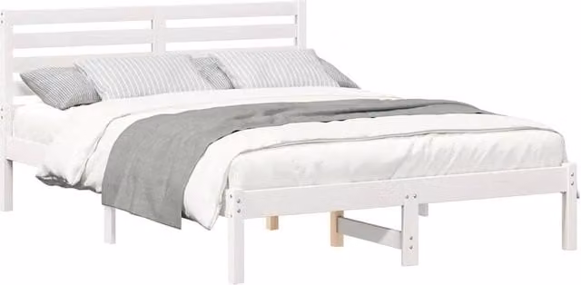 Berkfield Home Elegant Bed with Headboard in White Solid Pine Wood W/D/H: 120 x 200 cm