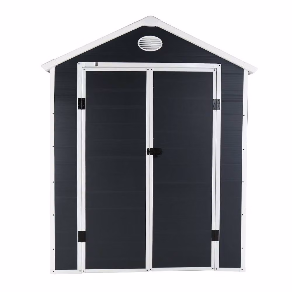 Charles Bentley Grey Plastic Garden Storage Shed with Gable Roof and Side Vents – 4