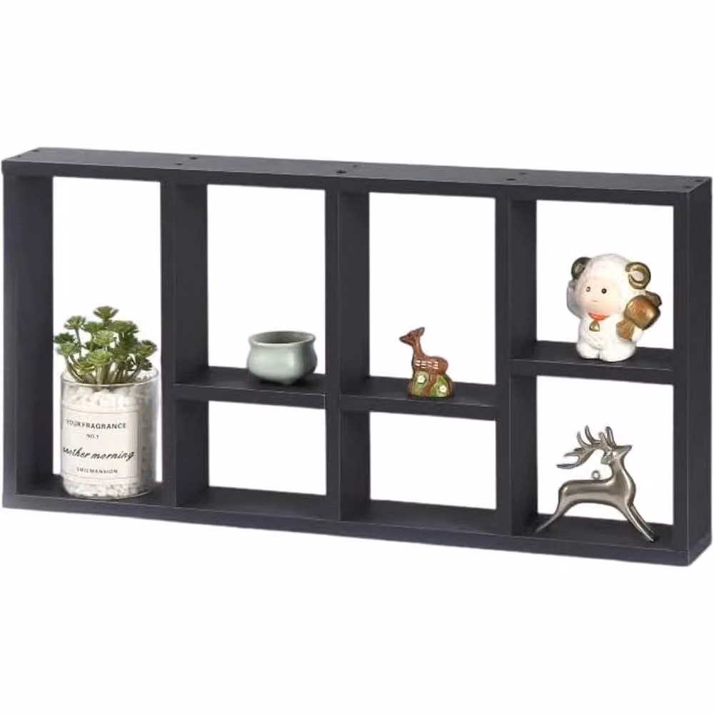 FORGEVIO Modern Matt Black Floating Wall Mounted Display Shelf – 3