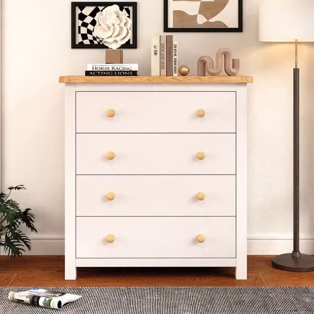 Cabinet Bits Maggiori 4 Drawer Chest of Drawers in Off-White and Wood