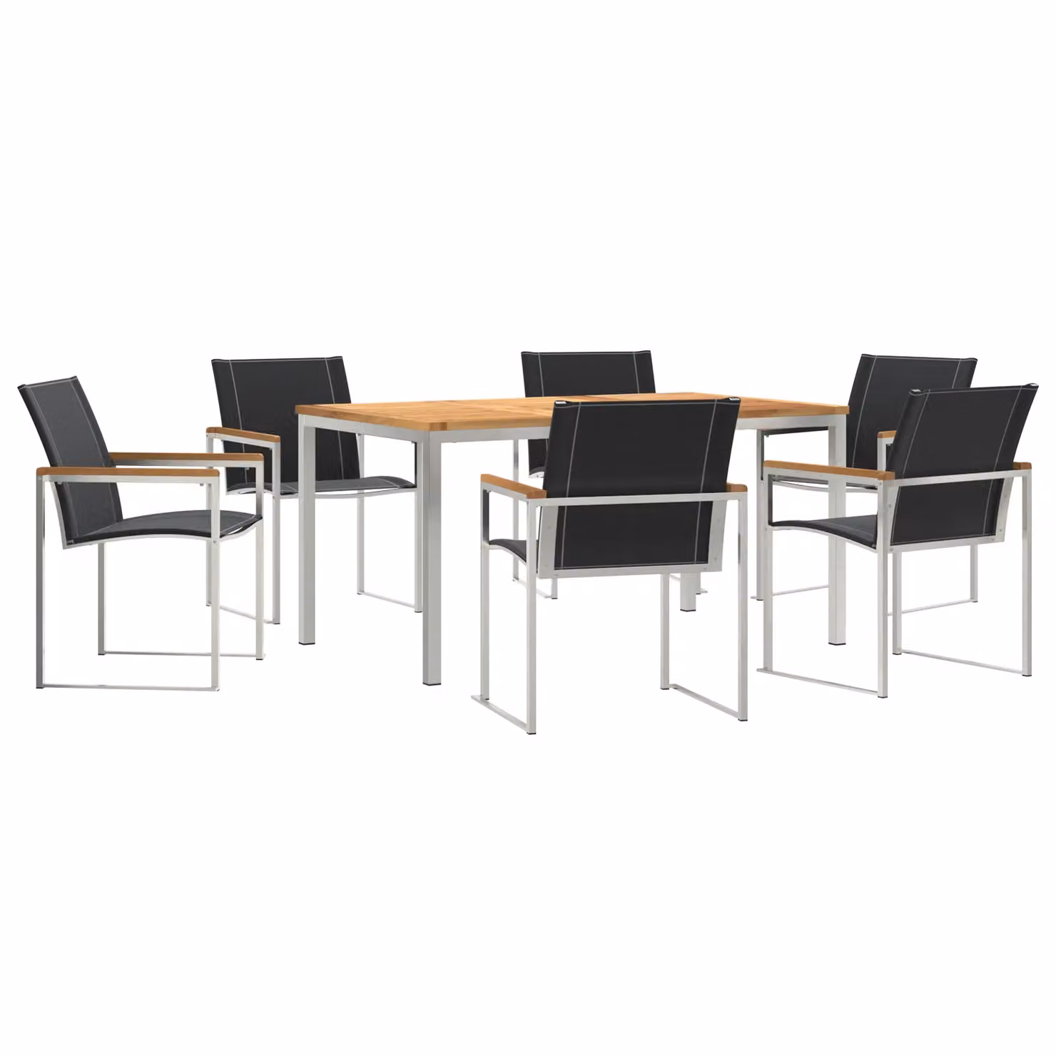 Berkfield Home 7 Piece Brown Acacia Wood Garden Dining Set – 2