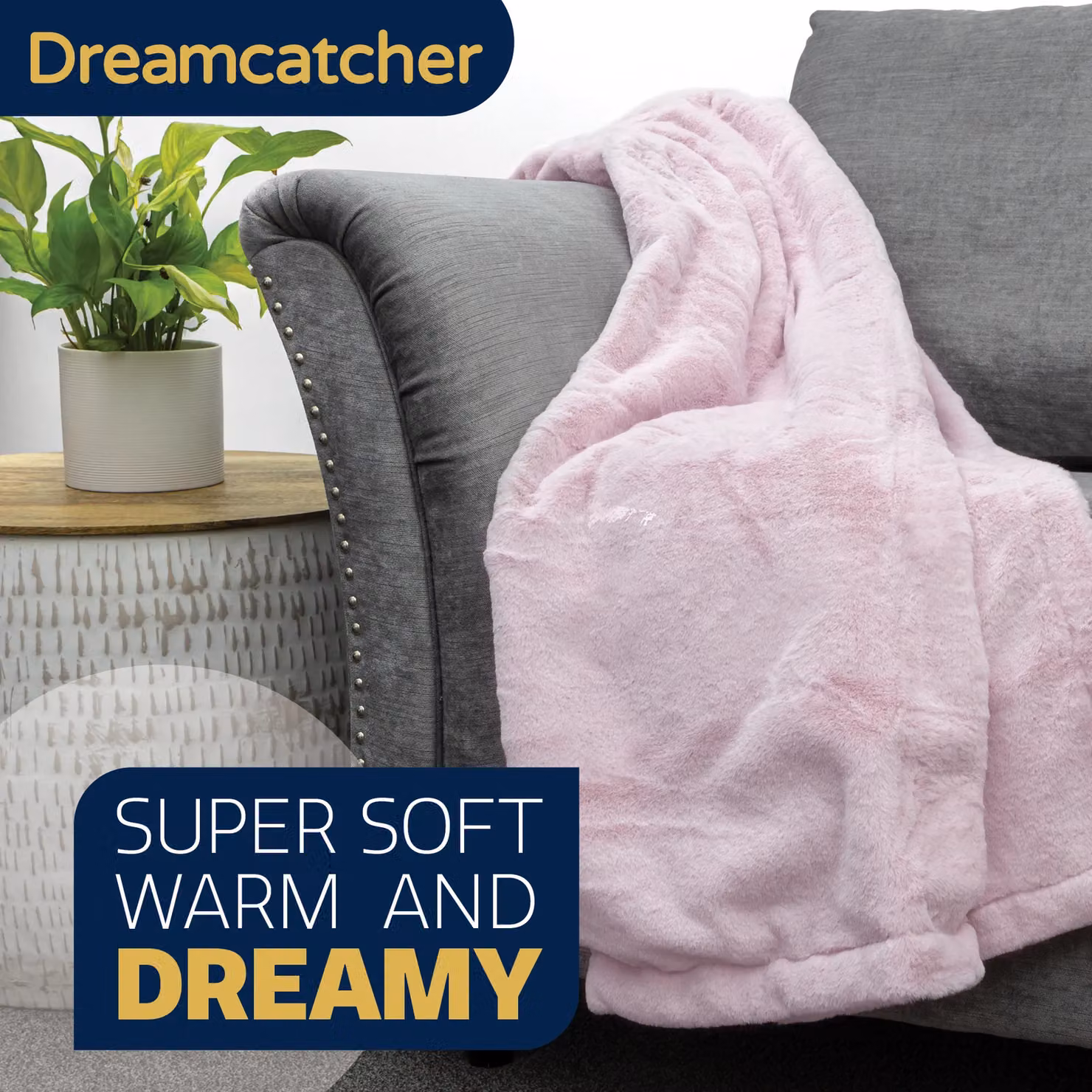 Dreamcatcher Faux Fur Polyester Throw Blanket, Pink, W/D: 160 x 130 cm – 4