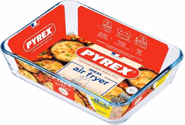 Pyrex Transparent Rectangular Glass Lasagne Dish for Air Fryers