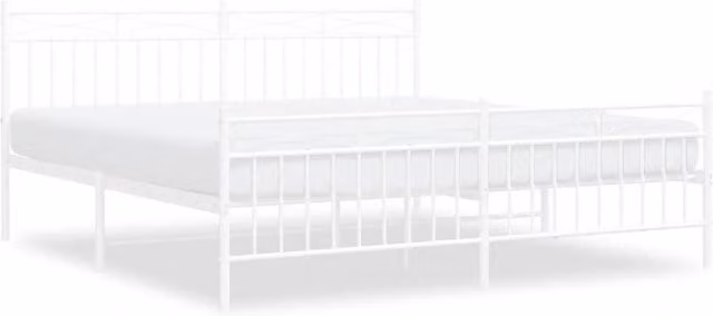 Berkfield Home Metal Bed Frame with Headboard and Footboard in White, W: 183 cm, L: 213 cm – 1