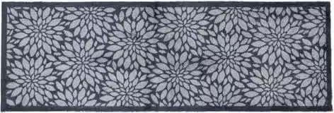 JVL Mega Runner Floral Machine Washable Non-Slip Polyamide Rug in Blue and Grey, W/D/H: 57 x 150 cm