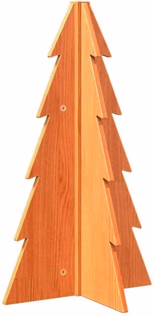 Berkfield Home Rustic Solid Wood Pine Tabletop Christmas Tree in Wax Brown, Height: 69.5 cm