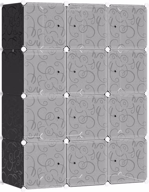 HOMCOM Modular White Plastic and Metal Wardrobe Organiser with Hanging Rod for Bedroom Clothes Storage, W/D/H: 111 x 40 x 145 cm – 1