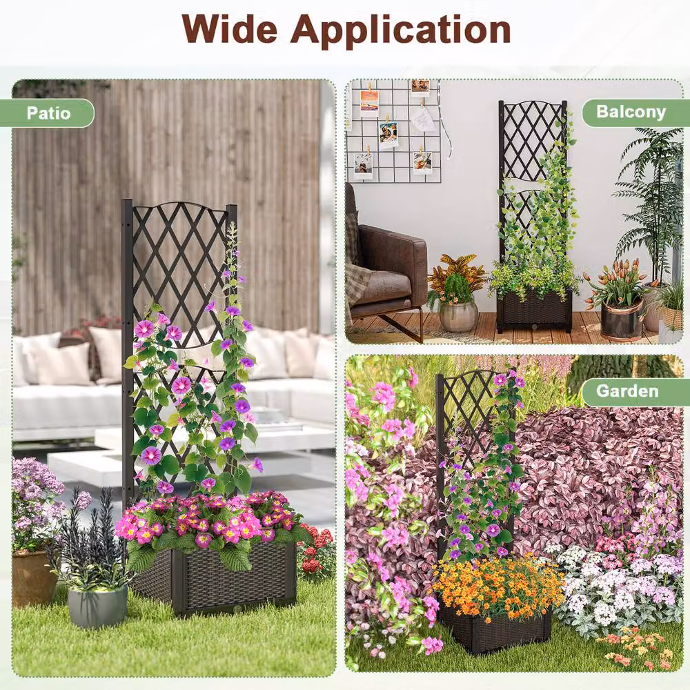 Costway Brown Plastic WPC Raised Garden Bed for Vegetable and Ornamental Gardens W/D/H: 122 x 40 x 40 cm – 7