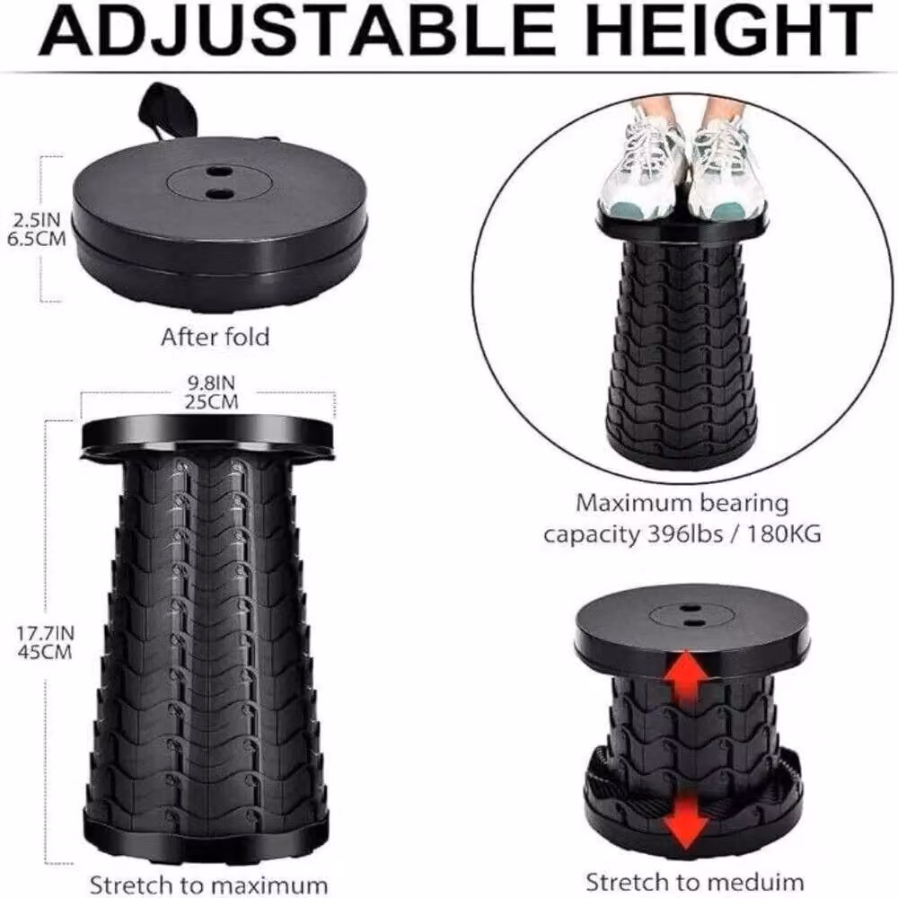 SPETLEK Portable Telescoping Folding Stool in Black – 4