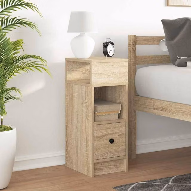 Berkfield Home Durable Bedside Cabinet with Drawer in Sonoma Oak, W/D/H: 25 x 31 x 66 cm – 1