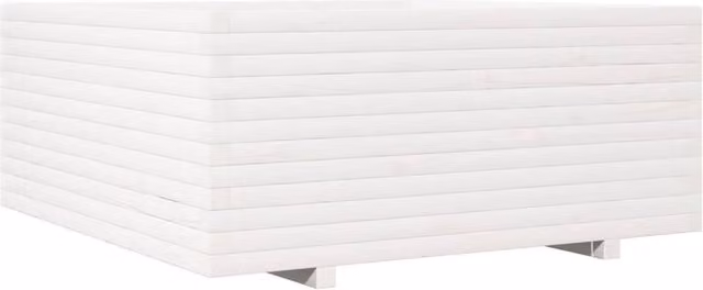 Berkfield Home White Wooden Garden Planter Tub W/D/H: 110 x 110 x 49.5 cm