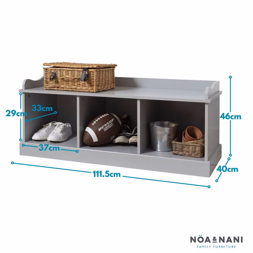 Nöa and Nani Stockholm Storage Bench in Grey Fabric – 5